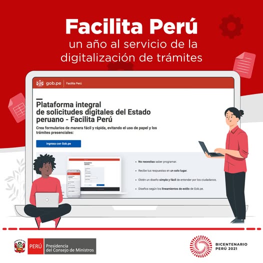 Infografía de Facilita Perú, plataforma de digitalización de trámites del Estado peruano
